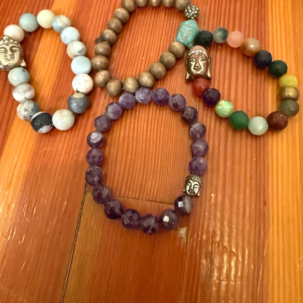 Four Bohemian Bracelets with Spiritual Buddha  Charms